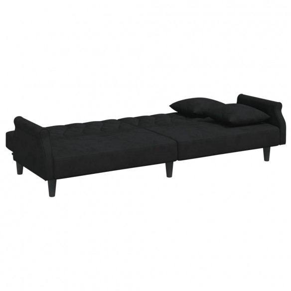 Canapé-lit avec accoudoirs noir velours