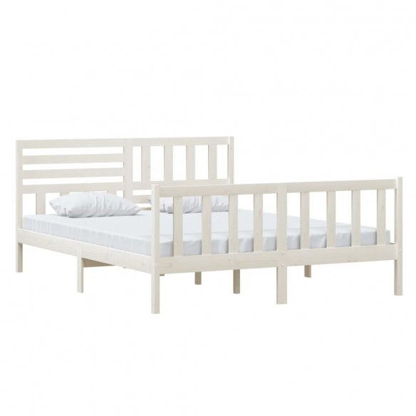 Cadre de lit Blanc Bois massif 160x200 cm