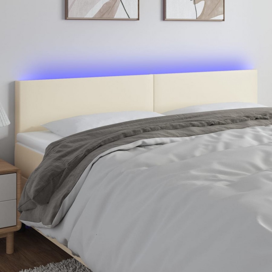 Tête de lit à LED Crème 200x5x78/88 cm Similicuir