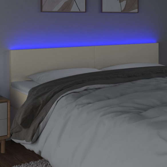 Tête de lit à LED Crème 200x5x78/88 cm Similicuir