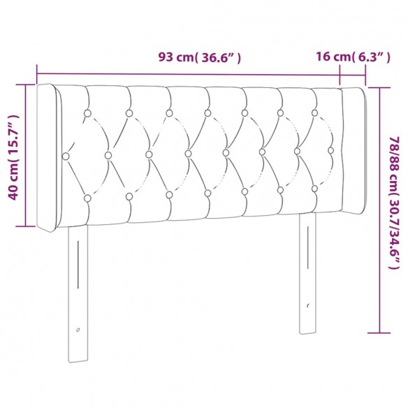 Tête de lit à LED Gris clair 93x16x78/88 cm Tissu