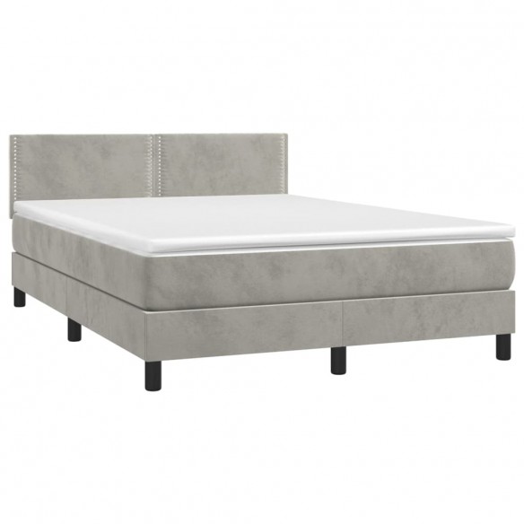 Cadre de lit avec matelas LED Gris clair 140x200 cm