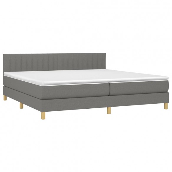 Cadre de lit et matelas et LED Gris foncé 200x200 cm