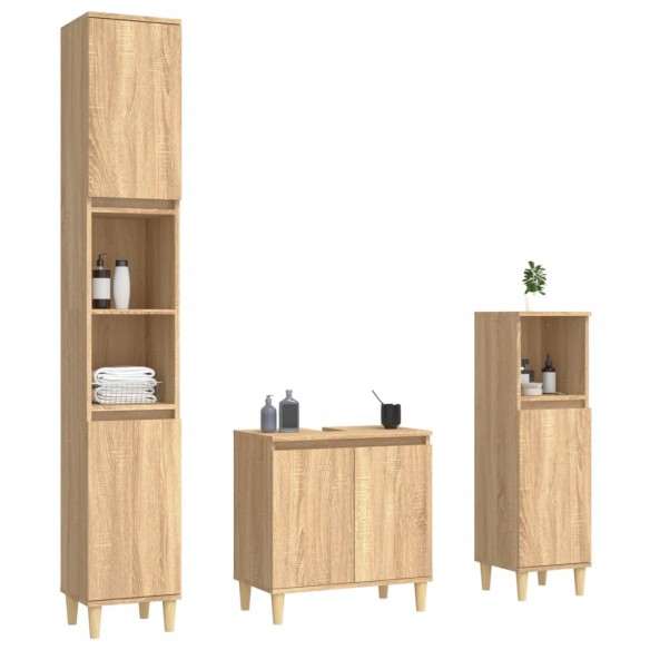 Ensemble de meubles de salle de bain 3 pcs chêne sonoma