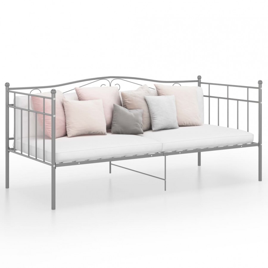 Cadre de canapé-lit gris métal 90x200 cm