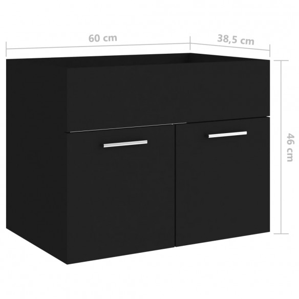 Armoire d'évier Noir 60x38,5x46 cm Aggloméré