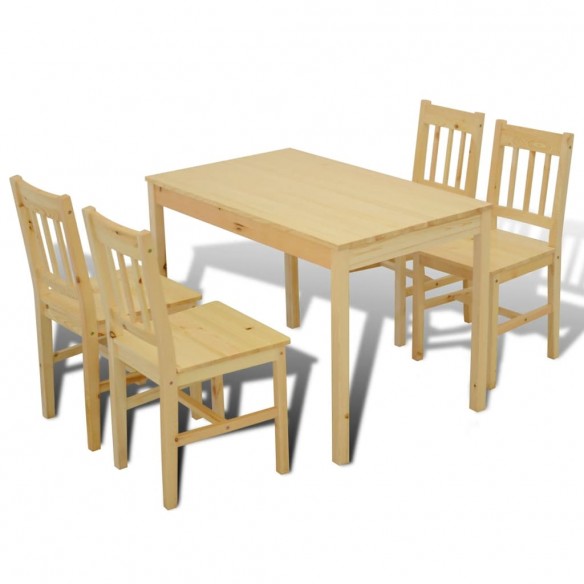 Table de salle à manger en bois avec 4 chaises Naturel