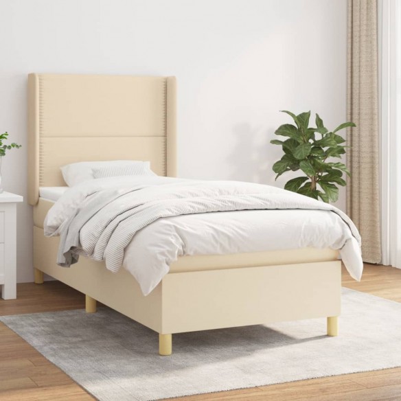 Sommier à lattes de lit avec matelas Crème 100x200 cm Tissu