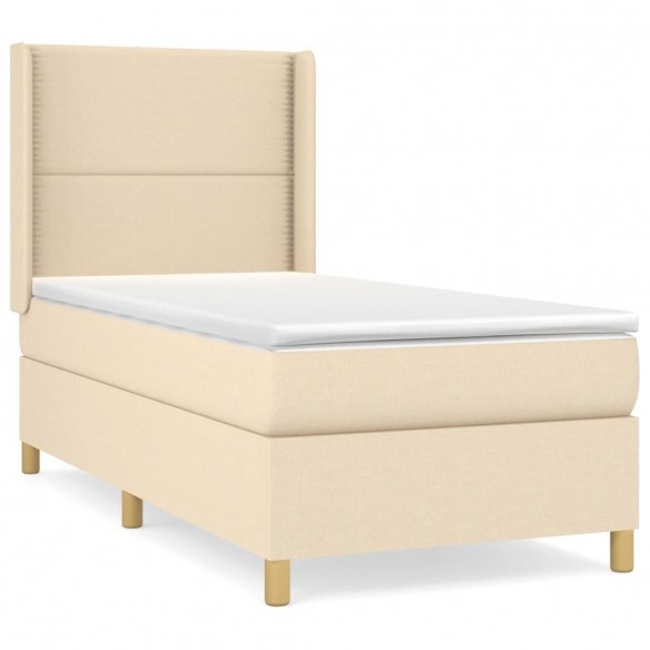 Sommier à lattes de lit avec matelas Crème 100x200 cm Tissu