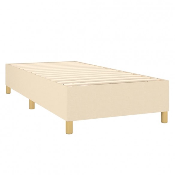 Cadre de lit avec matelas Crème 100x200 cm Tissu