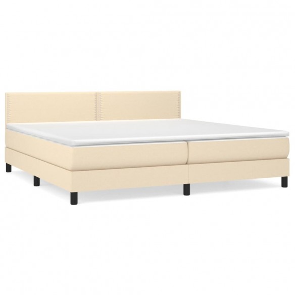 Cadre de lit avec matelas Crème 200x200 cm Tissu