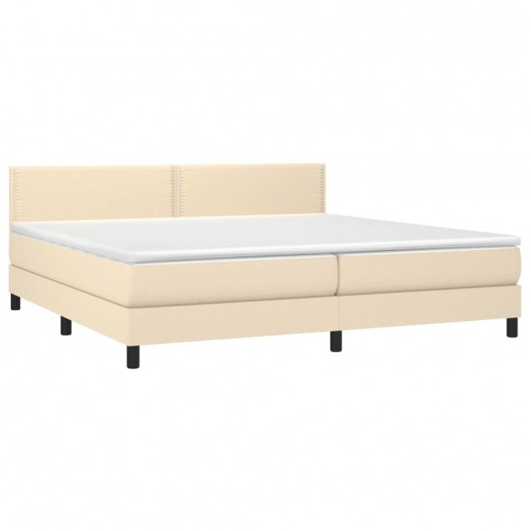 Cadre de lit avec matelas Crème 200x200 cm Tissu