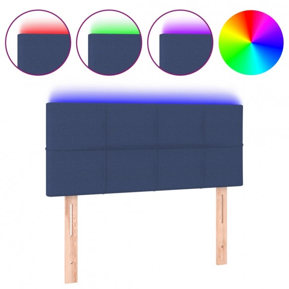 Tête de lit à LED Bleu 100x5x78/88 cm Tissu