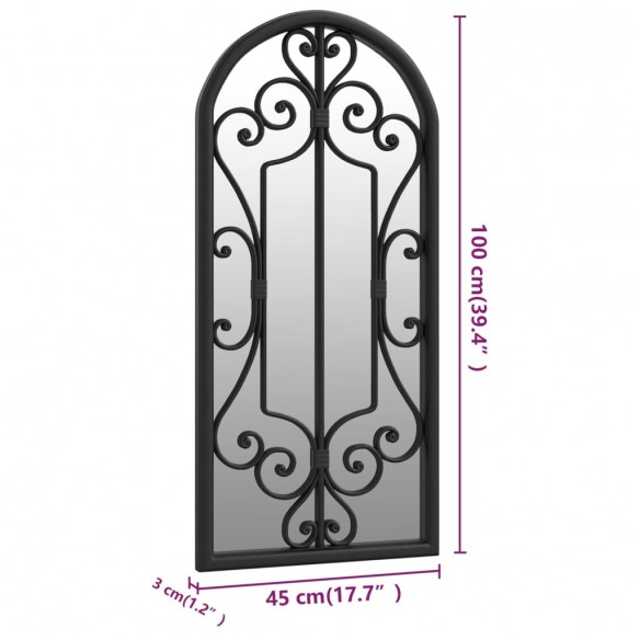 Miroir de jardin Noir 100x45 cm Fer pour utilisation extérieure