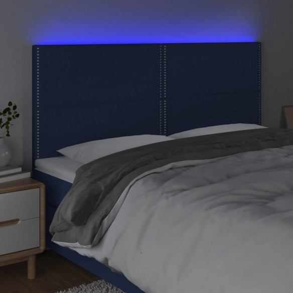 Tête de lit à LED Bleu 160x5x118/128 cm Tissu