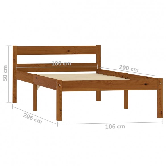 Cadre de lit Marron miel Bois de pin massif 100 x 200 cm