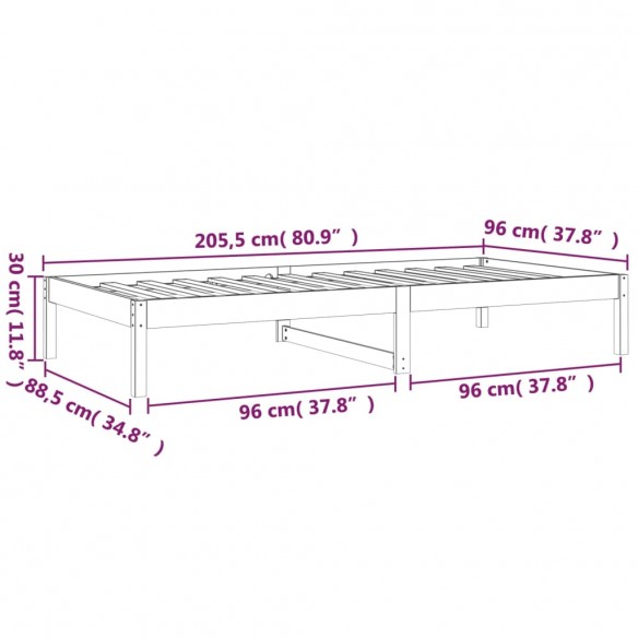 Lit de jour Blanc 90x200 cm Bois de pin massif