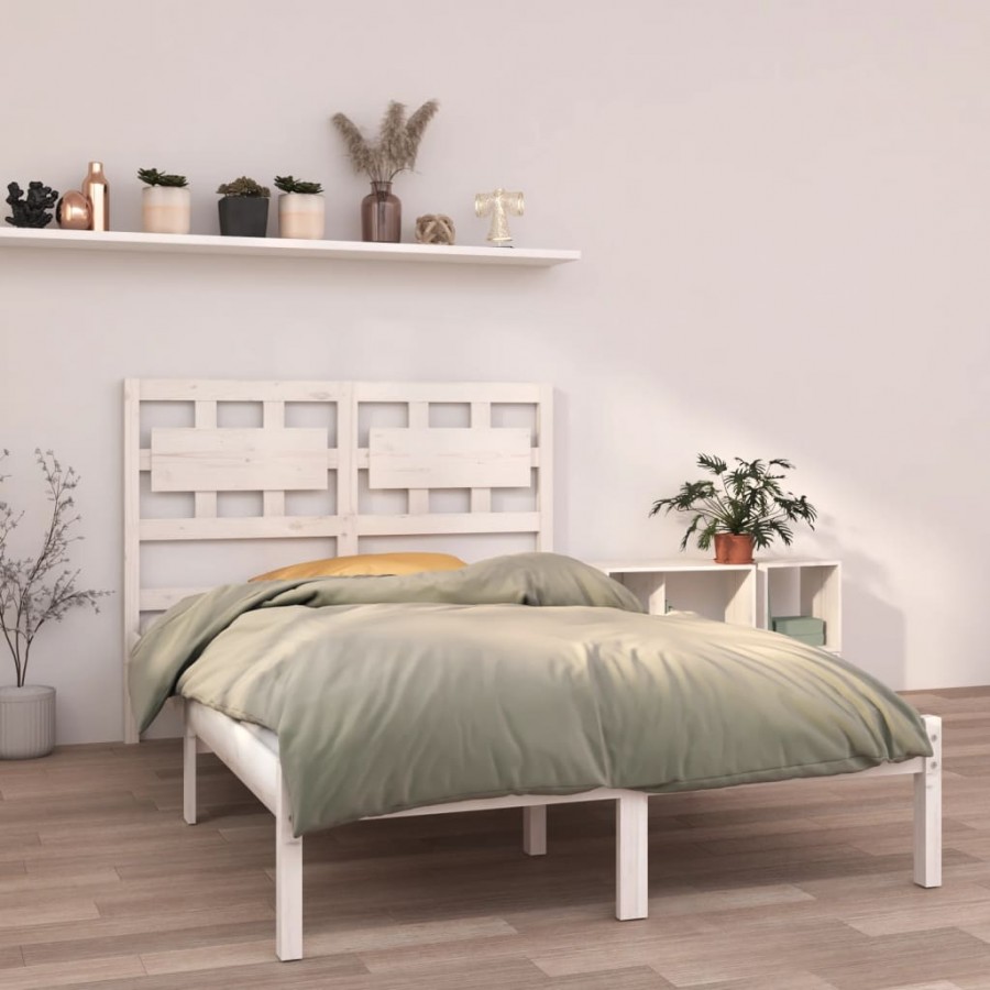 Cadre de lit Blanc Bois de pin massif 140x190 cm