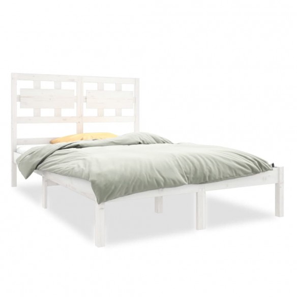 Cadre de lit Blanc Bois de pin massif 140x190 cm