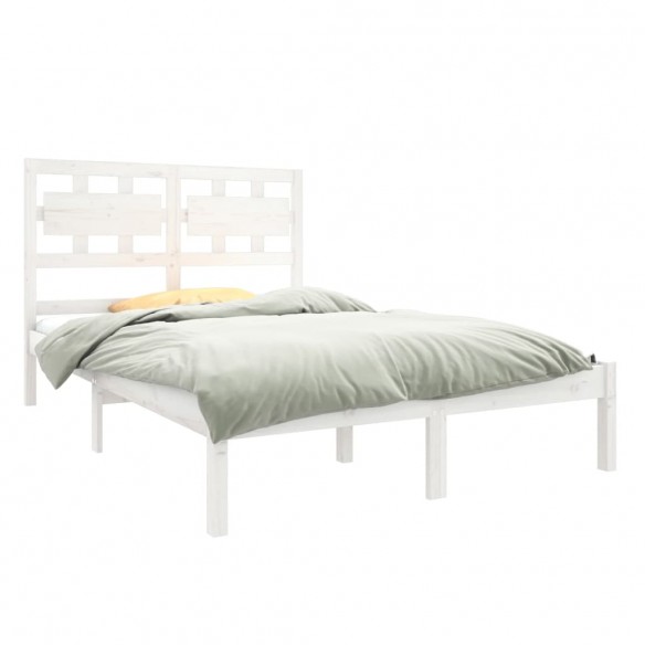 Cadre de lit Blanc Bois de pin massif 140x190 cm