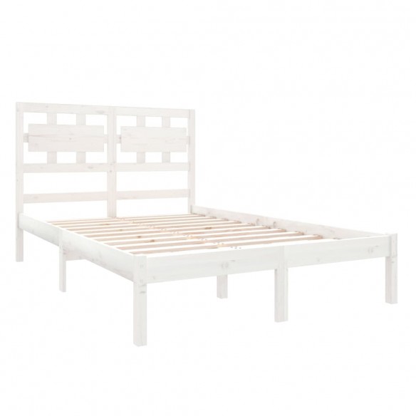 Cadre de lit Blanc Bois de pin massif 140x190 cm