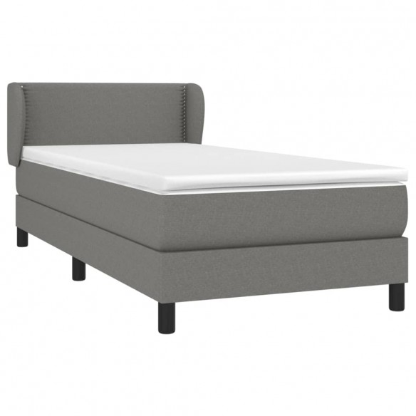 Sommier à lattes de lit avec matelas Gris foncé 90x200 cm Tissu