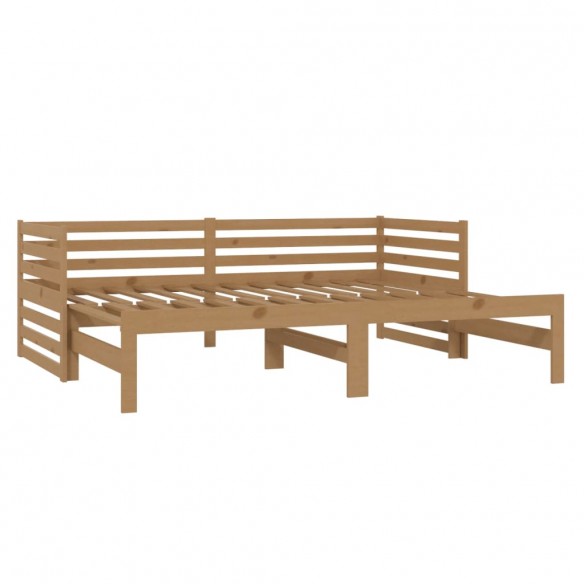 Lit coulissant Marron miel Bois de pin massif 2x(90x200) cm