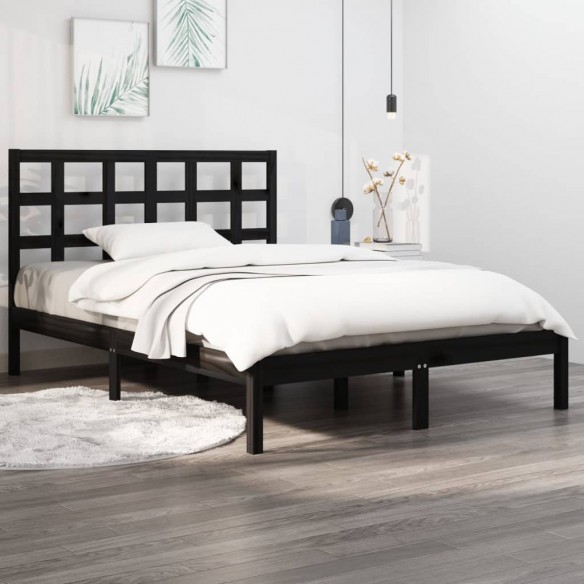 Cadre de lit Noir Bois massif 150x200 cm Très grand