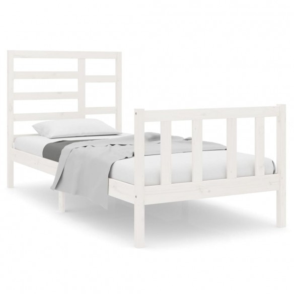 Cadre de lit Blanc Bois massif 90x190 cm Simple