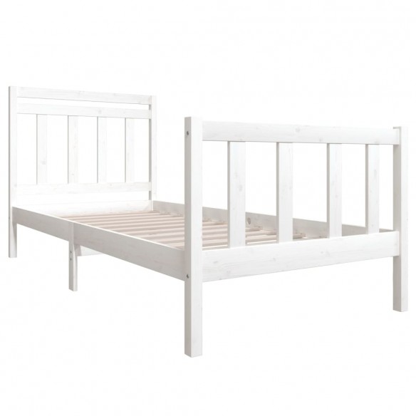 Cadre de lit Blanc Bois massif 90x190 cm Simple