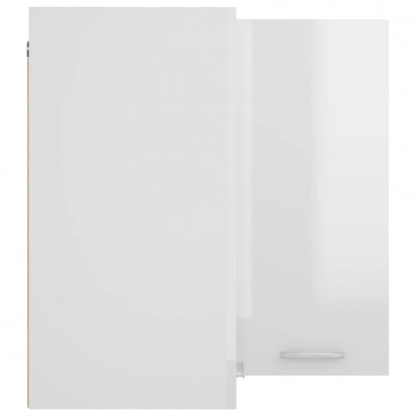 Armoire d'angle suspendue Blanc brillant 57x57x60 cm Aggloméré