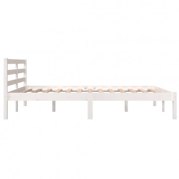 Cadre de lit Bois massif de pin 140x190 cm Blanc