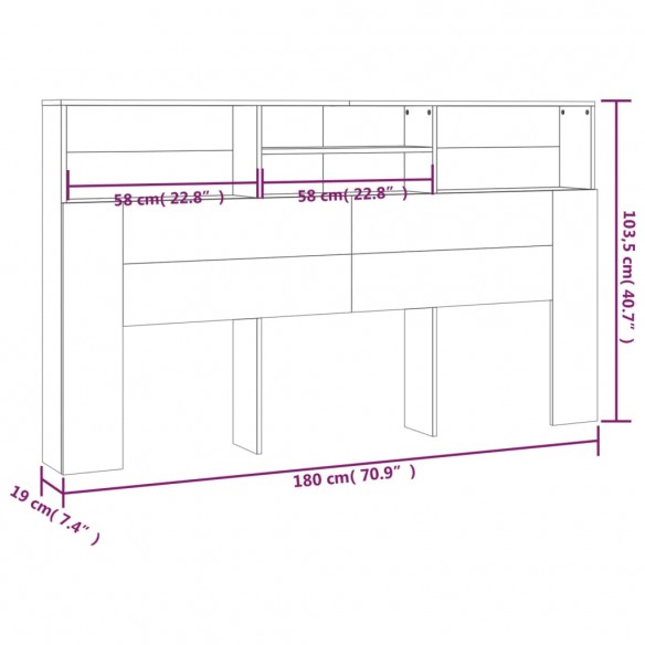 Armoire de tête de lit Chêne sonoma 180x19x103,5 cm