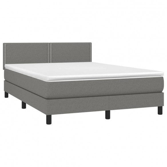 Cadre de lit et matelas et LED Gris foncé 140x190 cm