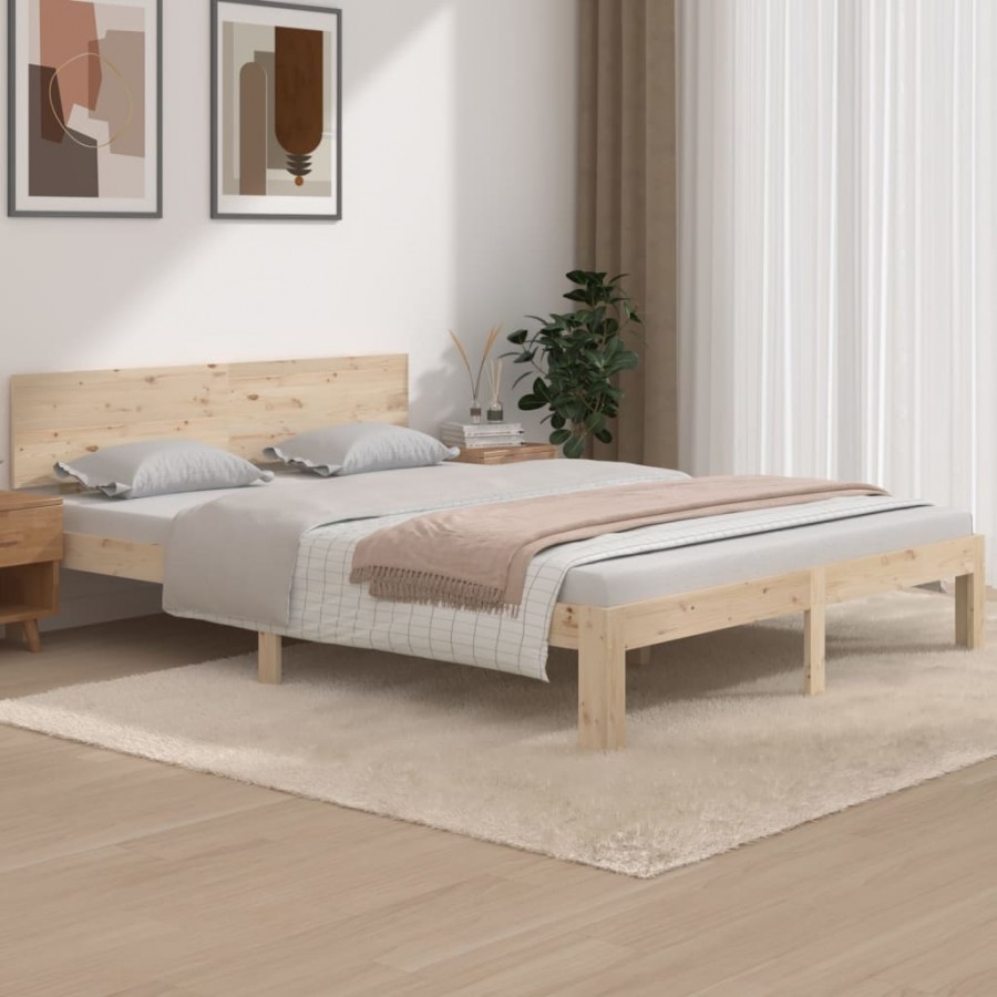 Cadre de lit bois massif 150x200 cm très grand