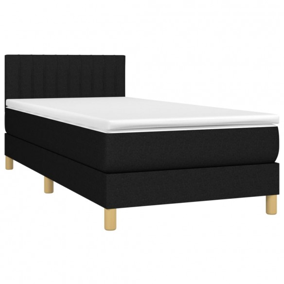 Cadre de lit avec matelas et LED Noir 90x200cm Tissu