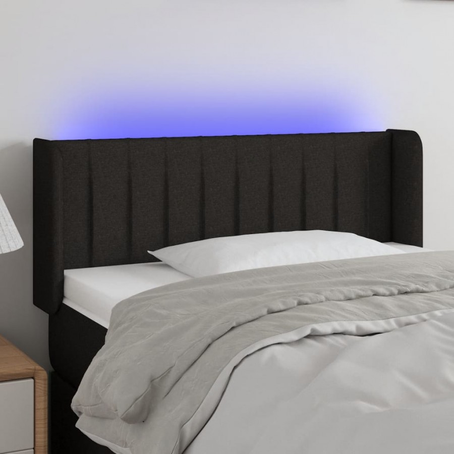 Tête de lit à LED Noir 93x16x78/88 cm Tissu