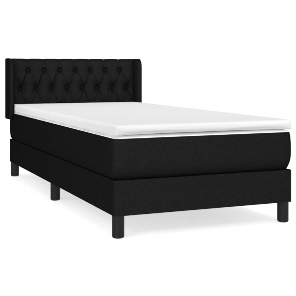 Sommier à lattes de lit avec matelas Noir 90x200 cm Tissu