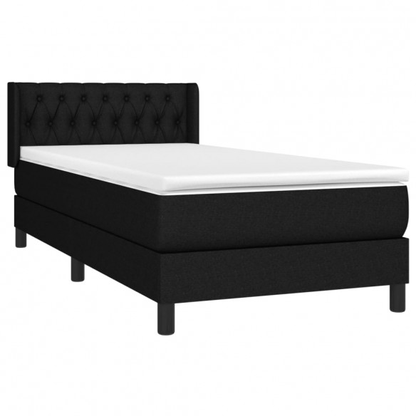 Sommier à lattes de lit avec matelas Noir 90x200 cm Tissu