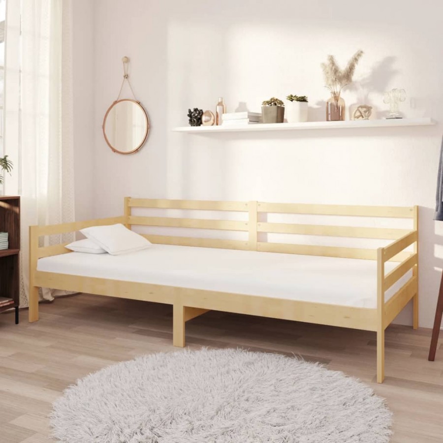 Lit de repos avec matelas 90x200 cm Bois de pin massif