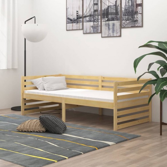 Lit de repos avec matelas 90x200 cm Bois de pin massif