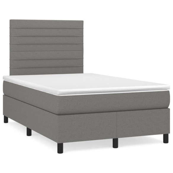 Cadre de lit avec matelas Gris foncé 120x200cm Tissu