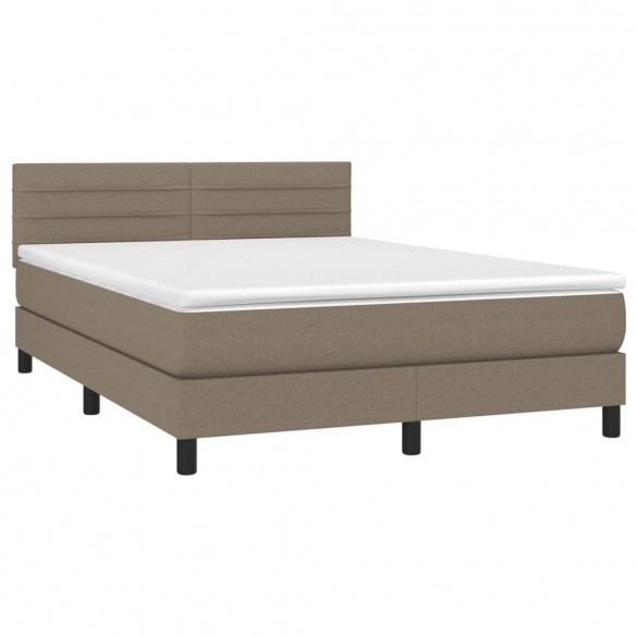 Cadre de lit avec matelas Taupe 140x200 cm Tissu