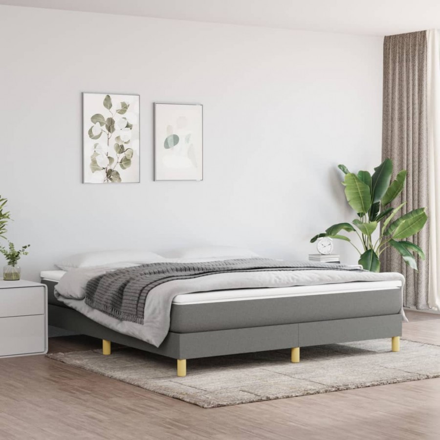 Sommier à lattes de lit avec matelas Gris foncé 160x200cm Tissu