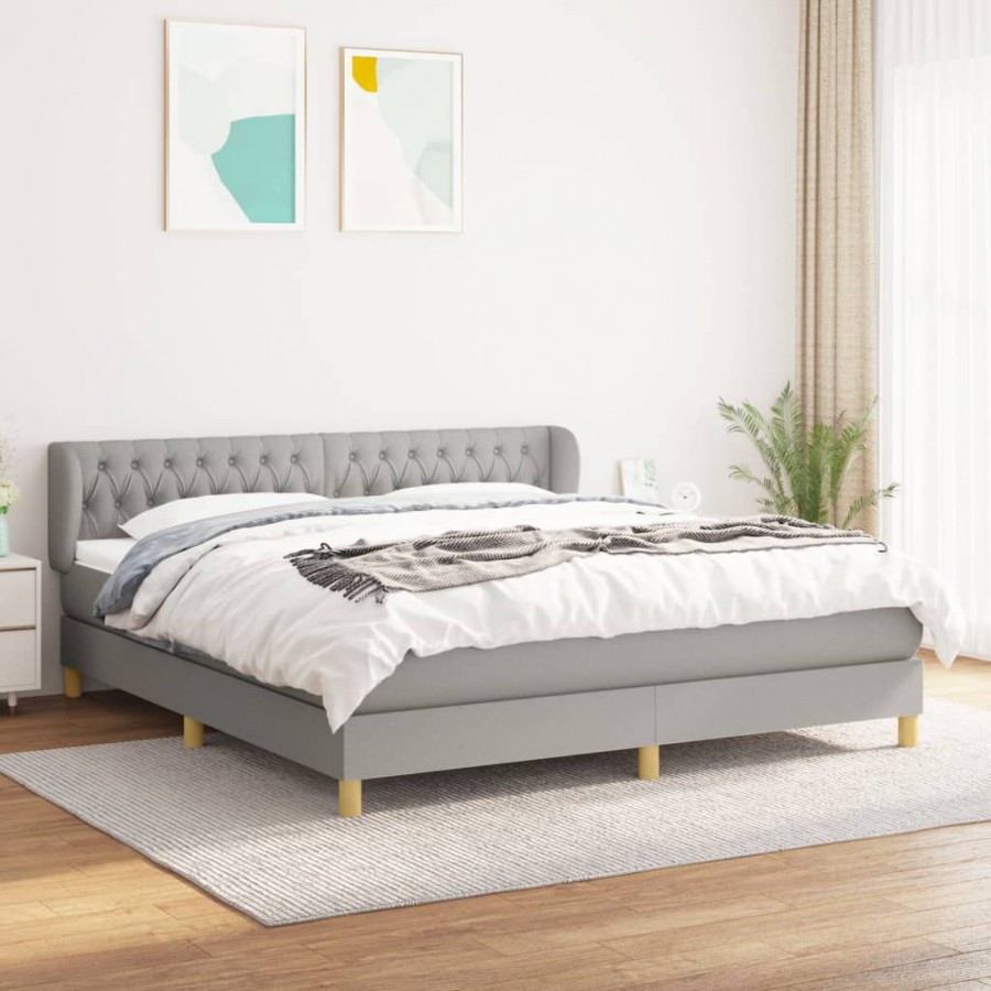 Cadre de lit avec matelas Gris clair 180x200cm Tissu