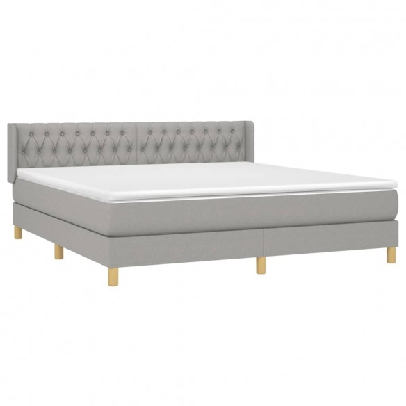 Cadre de lit avec matelas Gris clair 180x200cm Tissu