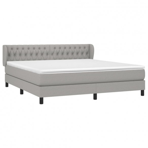 Sommier à lattes de lit avec matelas Gris clair 180x200cm Tissu