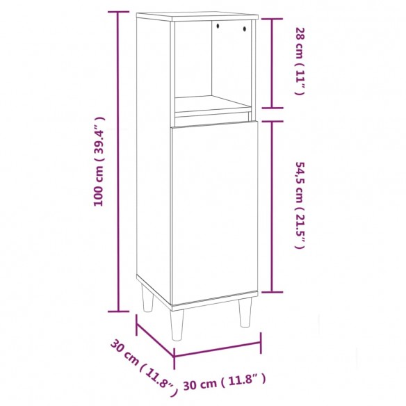 Armoire salle de bain sonoma gris 30x30x100 cm