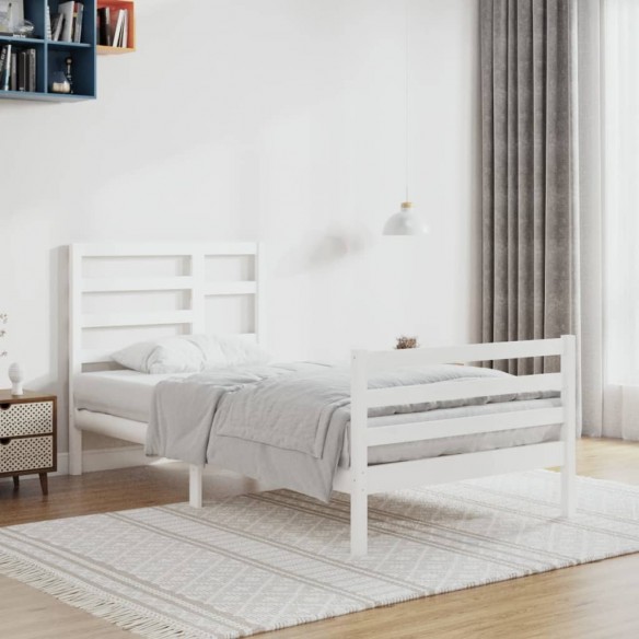 Cadre de lit Blanc Bois massif 100x200 cm