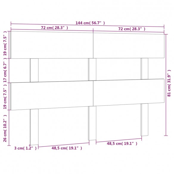 Tête de lit Blanc 144x3x81 cm Bois massif de pin